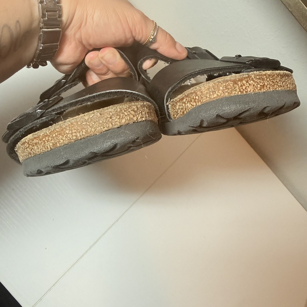 Birkenstock Arizona Classic Birko-Flor Double Buckle Slides Black Women Sz 8/39 - Picture 4 of 11